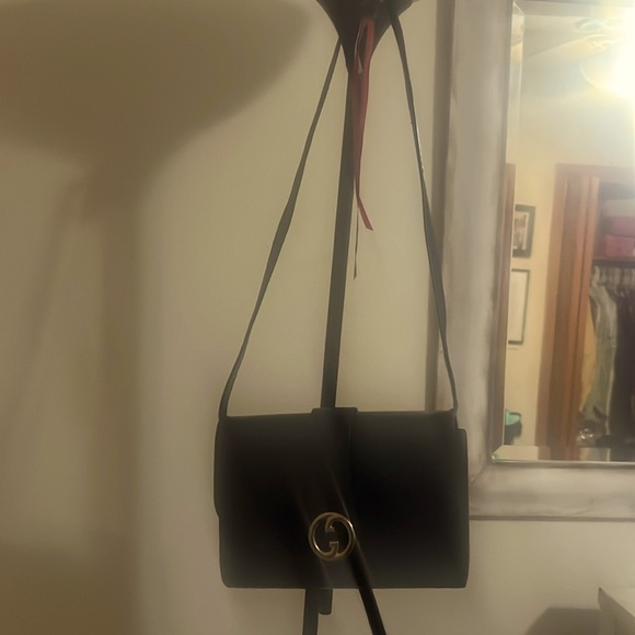 Vintage Gucci GG (gold) shoulder bag-dark blue/black - Picture 4 of 9